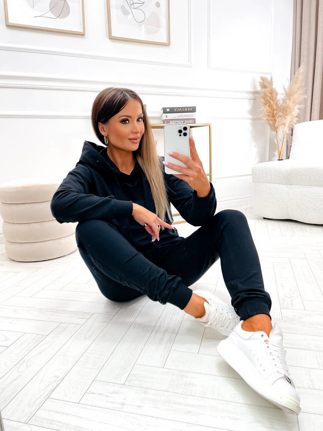 KOMPLET DRESOWY Z OZDOBNYMI NAPISAMI- CZARNY