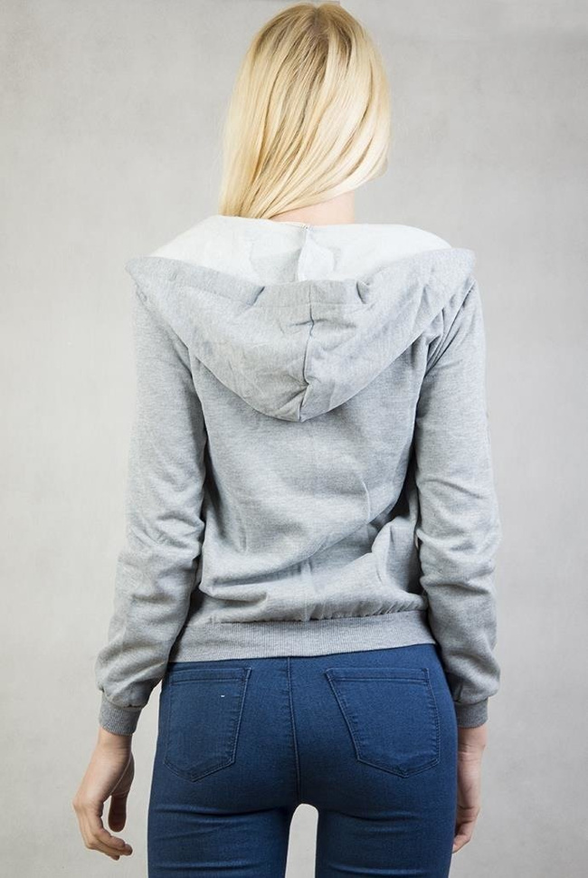 Szara bluza z kapturem zapinana na zamek
