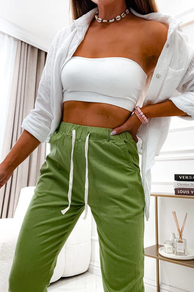 SPODNIE MATERIAŁOWE- ZIELONE