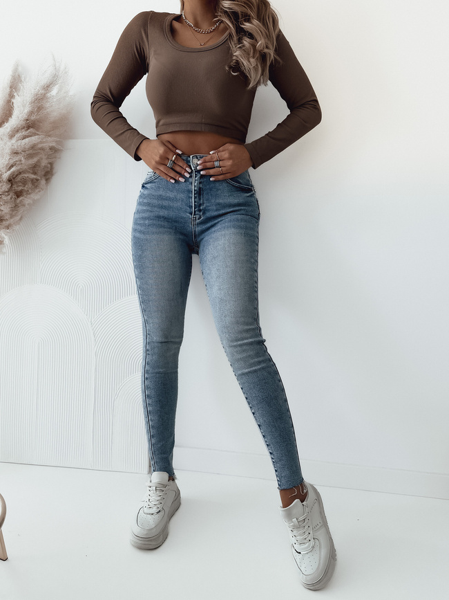 SPODNIE JEANSOWE SKINNY PUSH UP- NIEBIESKI