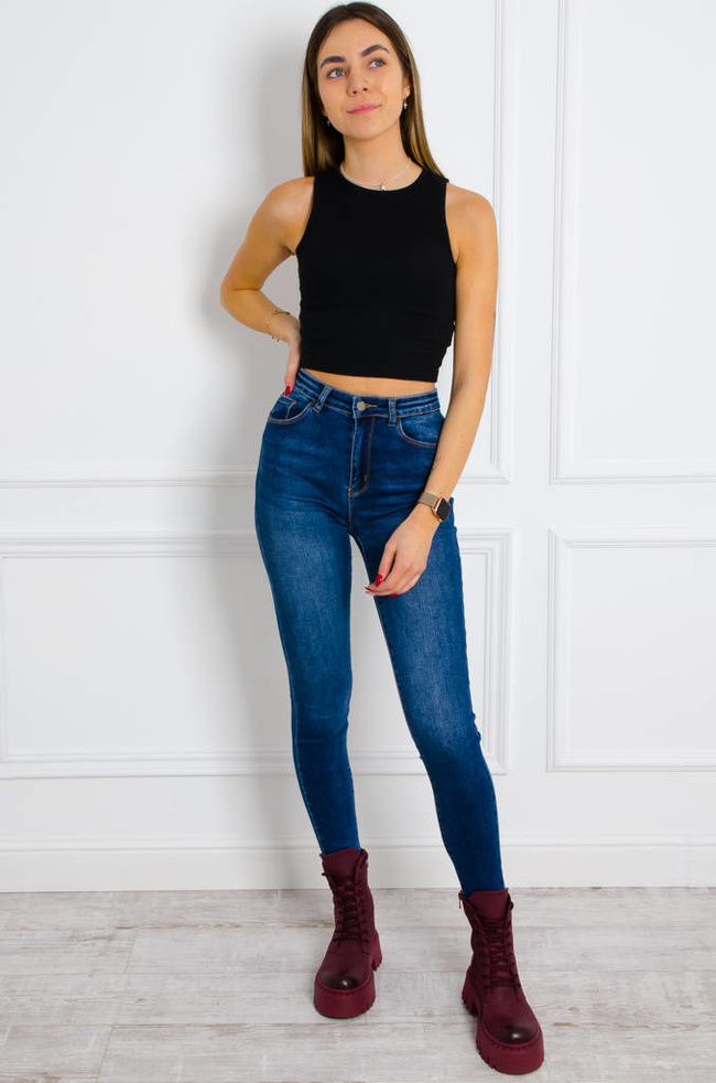 SPODNIE JEANSOWE SKINNY PUSH UP- CIEMNY JEANS
