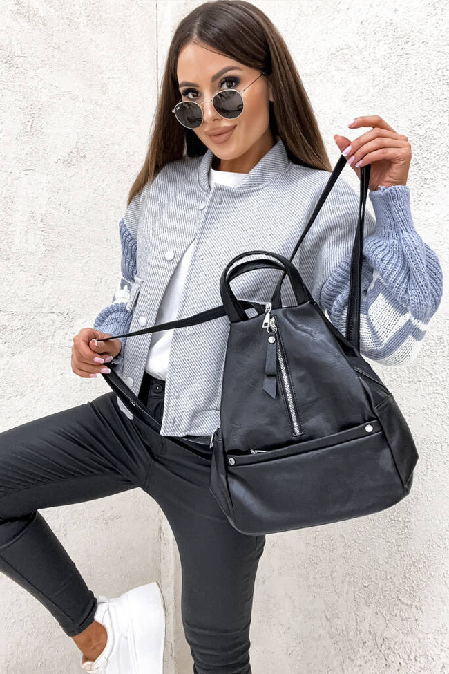 PLECAK Z OZDOBNYM ZAMKIEM I KIESZONKĄ Z PRODU- CZARNY