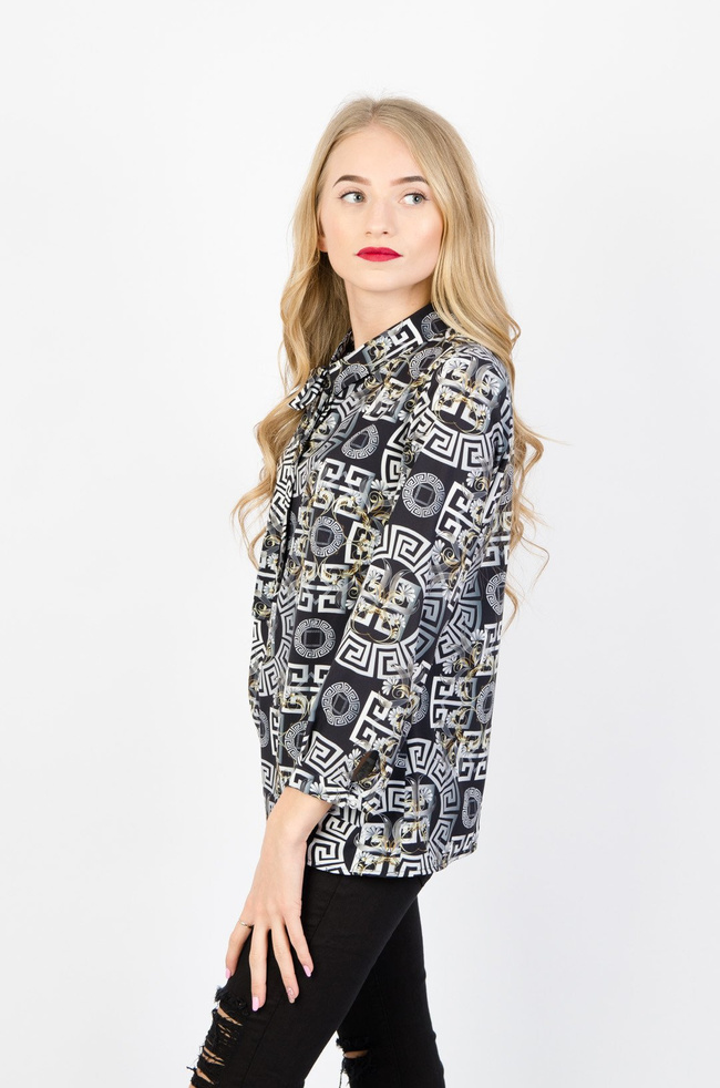 WZORZYSTA BLUZKA Z KOŁNIERZEM