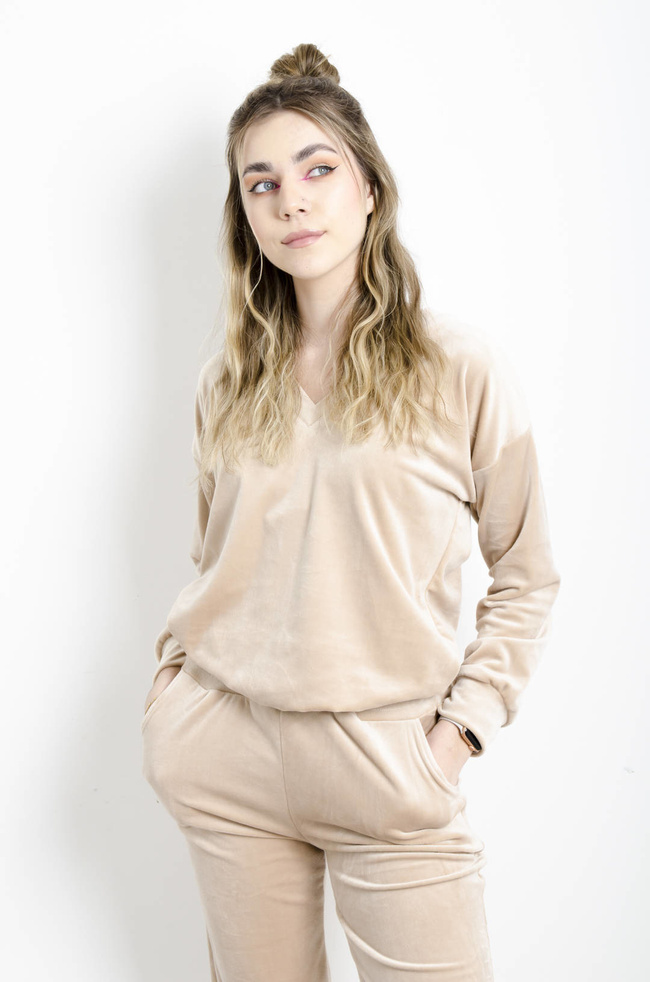 KOMPLET DRESOWY WELUROWY- BEŻOWY