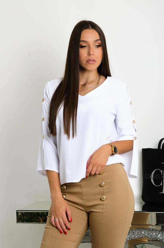 BIAŁA ELEGANCKA BLUZKA  W SZPIC