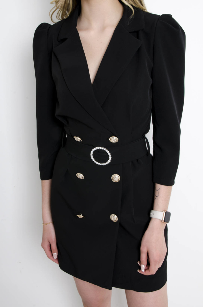 SUKIENKA MARYNARKOWA Z PASKIEM -CZARNA