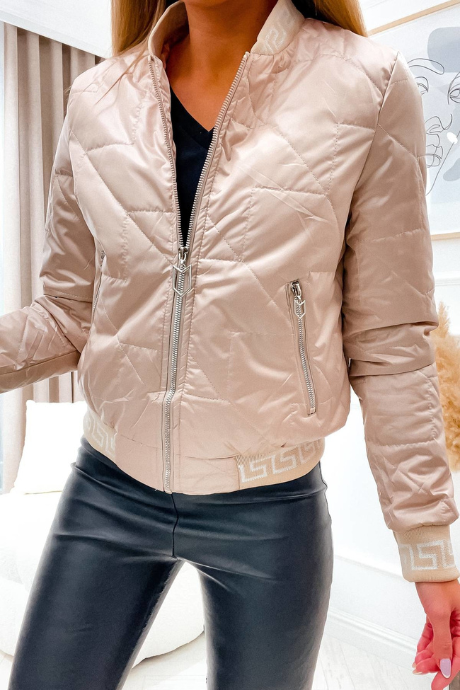 KURTKA PRZEJŚCIÓWKA Z OZDOBNYMI RĘKAWAMI I ŚCIĄGACZAMI- BRĄZOWA