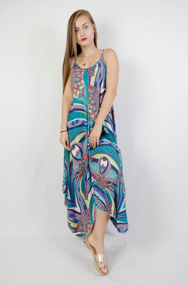 ASYMETRYCZNA SUKIENKA W KOLOROWE WZORY