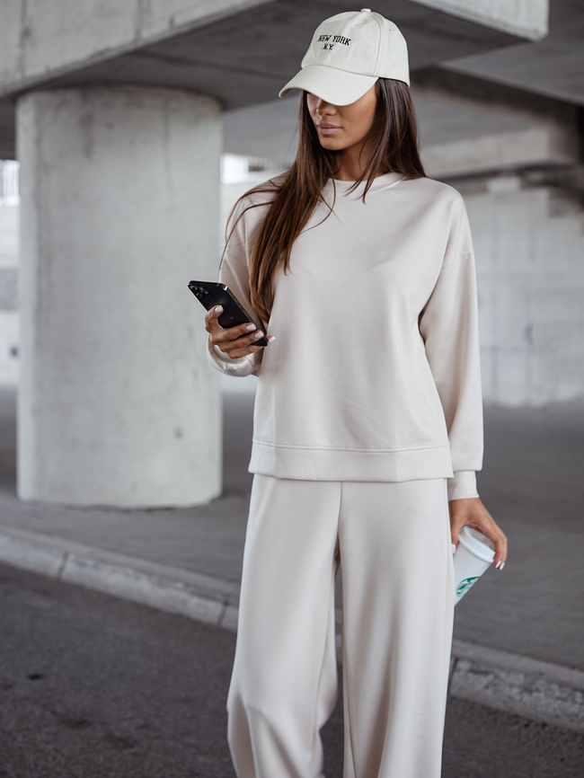 KOMPLET DRESOWY BLUZA+ SPODNIE- BEŻOWY