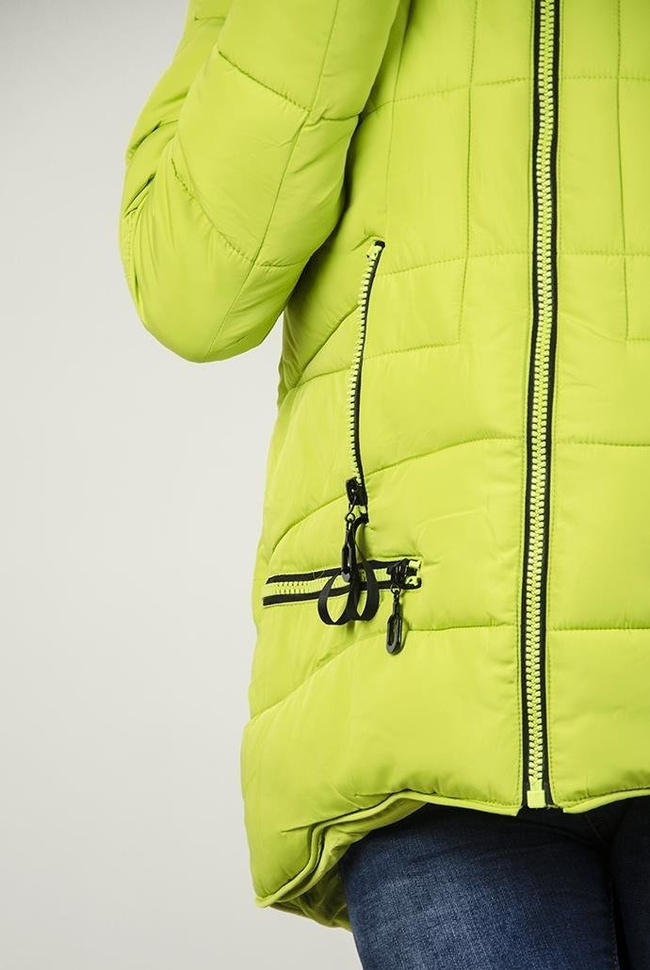 Ocieplana limonkowa asymetryczna kurtka