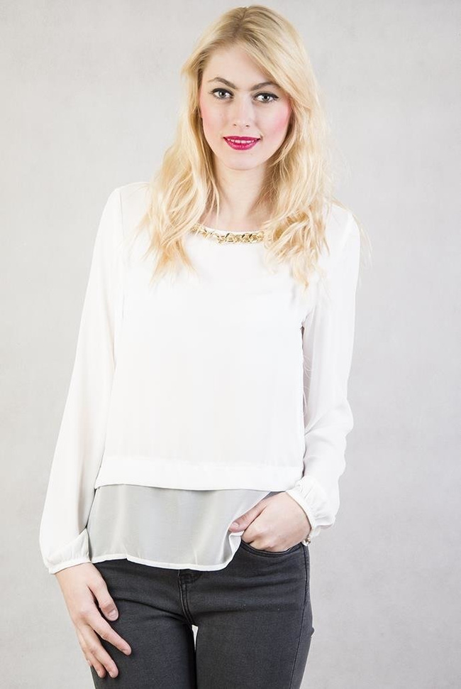 Biała bluzka z przedłużanym tyłem