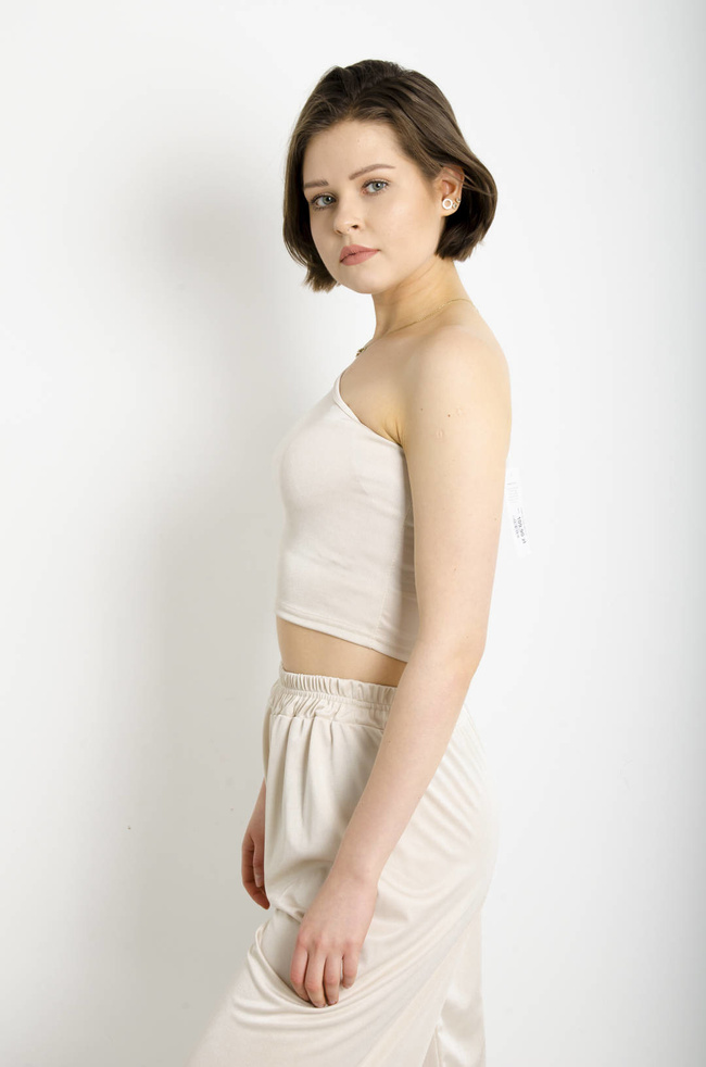 KOMPLET SPODNIE+ TOP - BEŻOWY