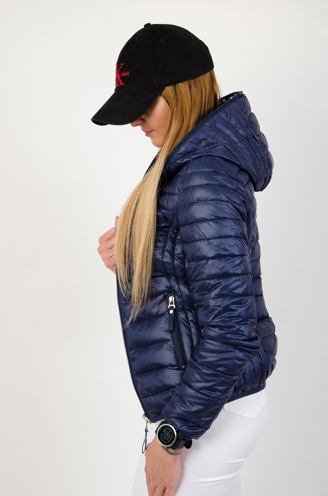 Granatowa dwustronna pikowana kurtka