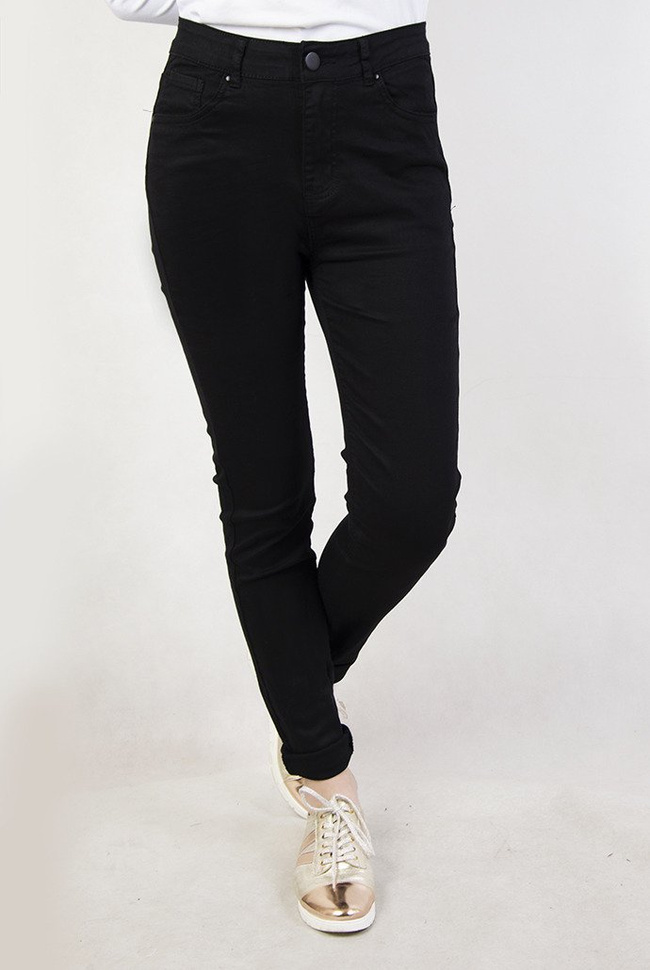 (Rozmiary L-4 XL) Czarne przylegające spodnie z wysokim stanem