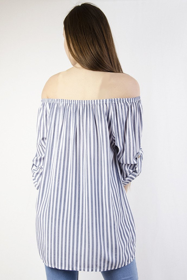 Bluzka hiszpanka w granatowe paski