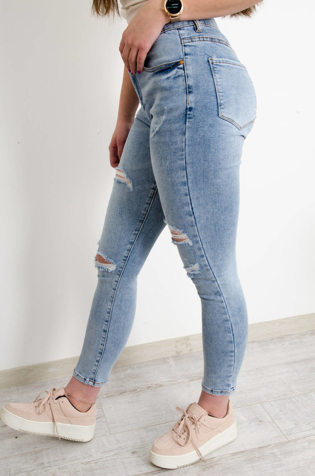 JASNE SPODNIE JEANSOWE Z PRZETARCIAMI PLUS SIZE ( L-4XL )