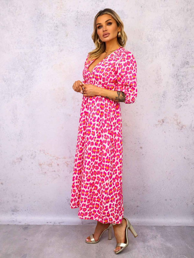 SUKIENKA MAXI W CĘTKI- FUKSJA