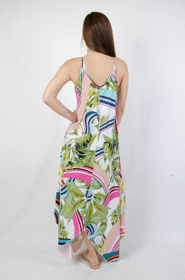 ASYMETRYCZNA SUKIENKA NA CIENKICH RAMIĄCZKACH