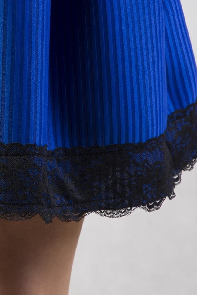 Czarno-granatowa rozkloszowana sukienka