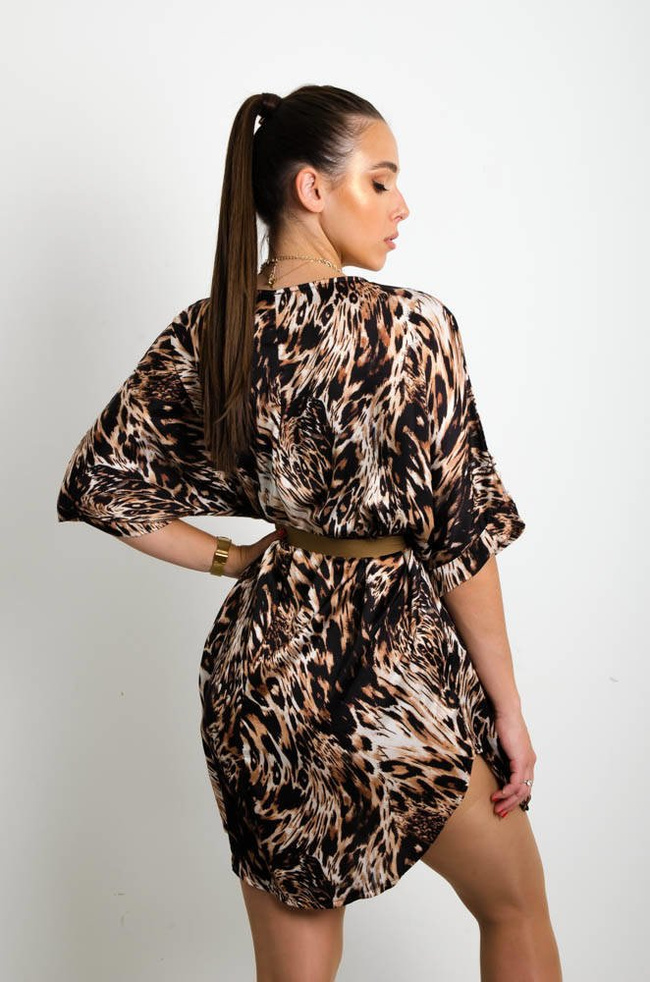 SATYNOWA SUKIENKA NIETOPERZ -WZÓR TYGRYSI