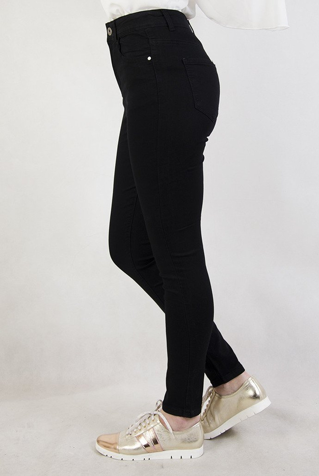 ( Rozmiary M- 4 XL ) Czarne przylegające spodnie z wysokim stanem