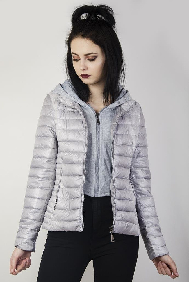 Kurtka pikowana szara, z szarym podszyciem