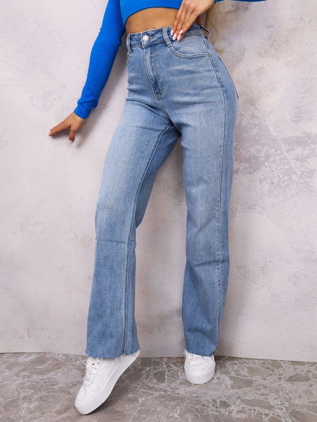 SPODNIE JEANSOWE Z SZEROKIMI NOGAWKAMI I WYSOKIM STANEM