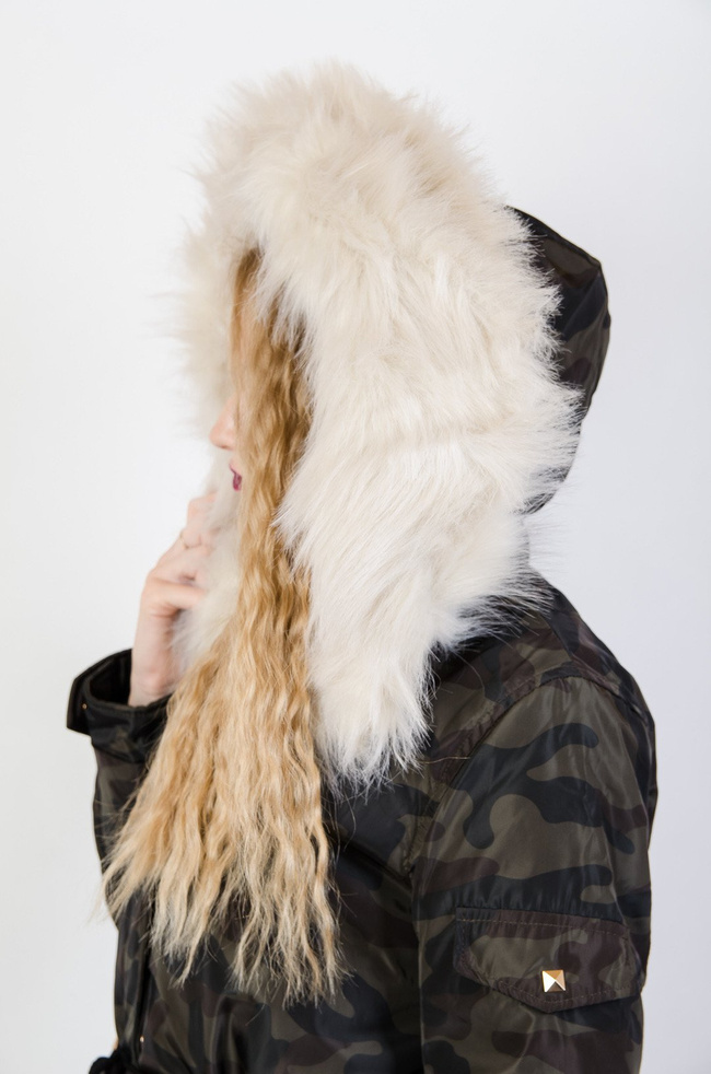 Kurtka moro ocieplana z futerkiem