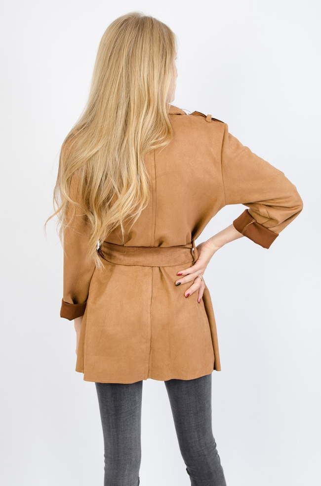 Brązowy zamszowy płaszcz