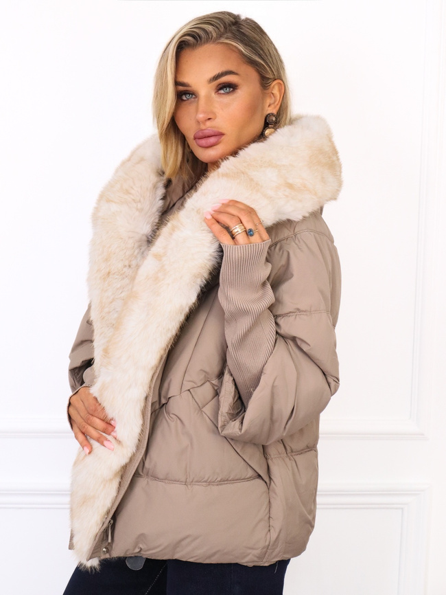 KURTKA PUCHOWA Z DZIANINOWYMI WSTAWKAMI PRZY RĘKAWIE- FANGO