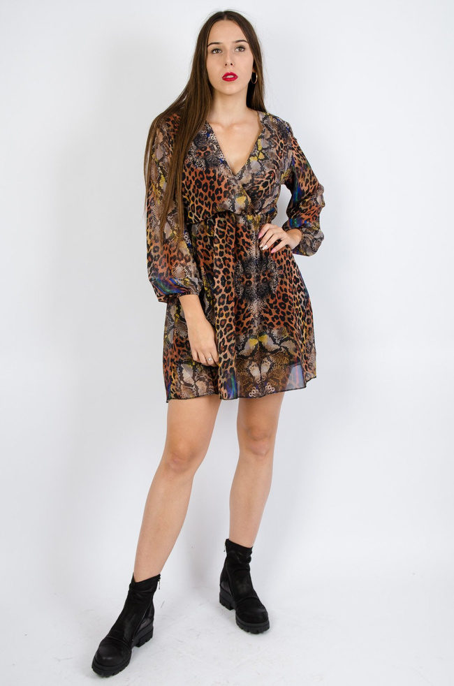 Wzorzysta sukienka kopertowa