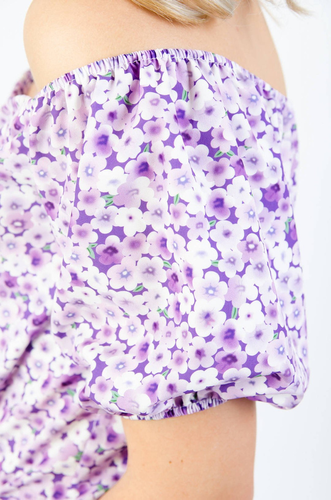 FIOLETOWA BLUZKA W KWIATY 