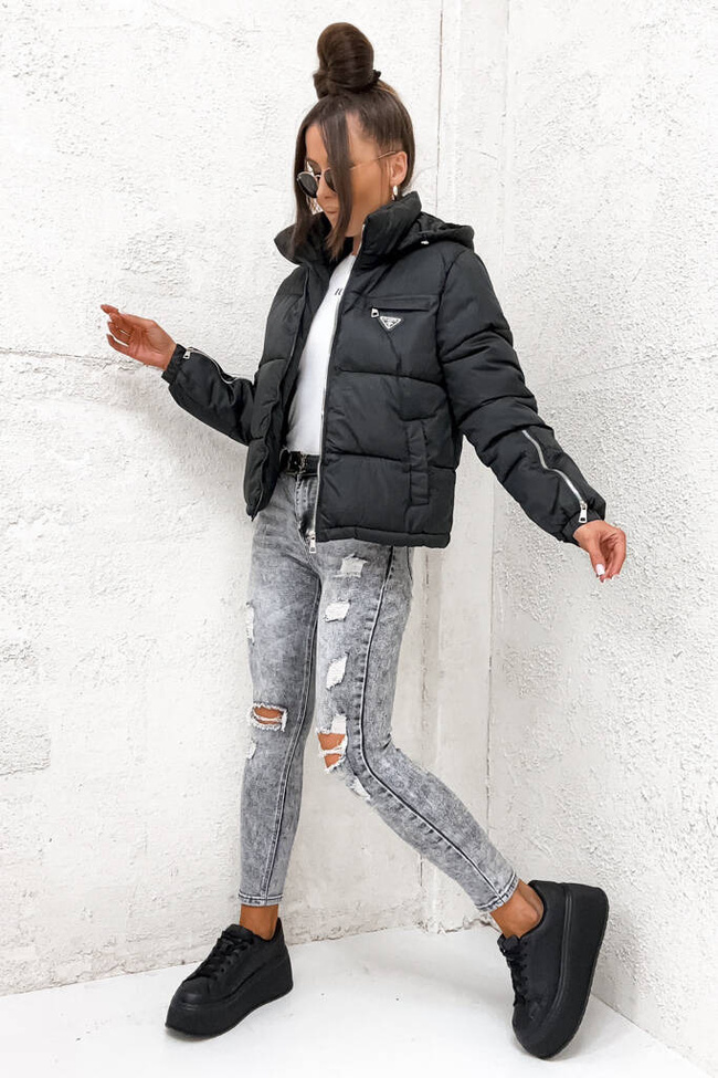 CZARNA KURTKA PUFFER+ TOREBKA 