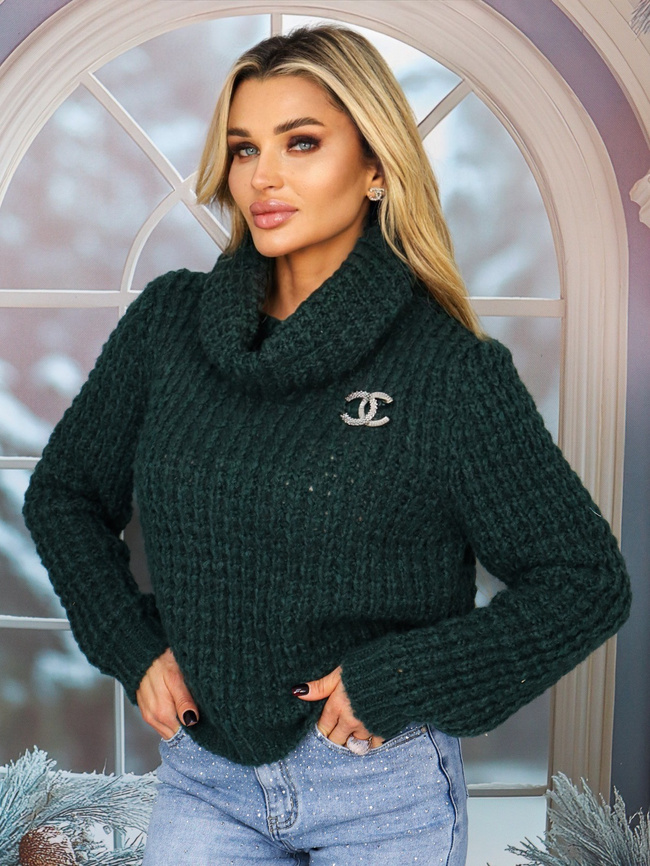 PLECIONY SWETER Z GOLFEM- ZIELONY