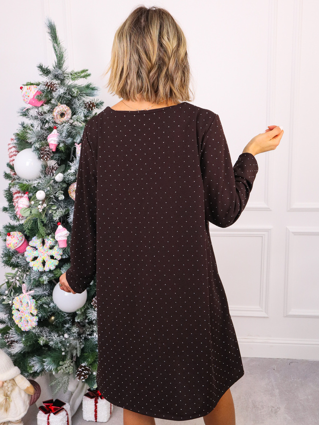 SUKIENKA ZDOBIONA CYRKONIAMI- CZEKOLADOWA