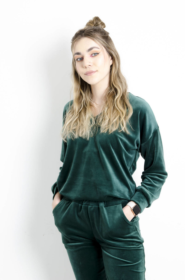 KOMPLET DRESOWY WELUROWY- ZIELONY