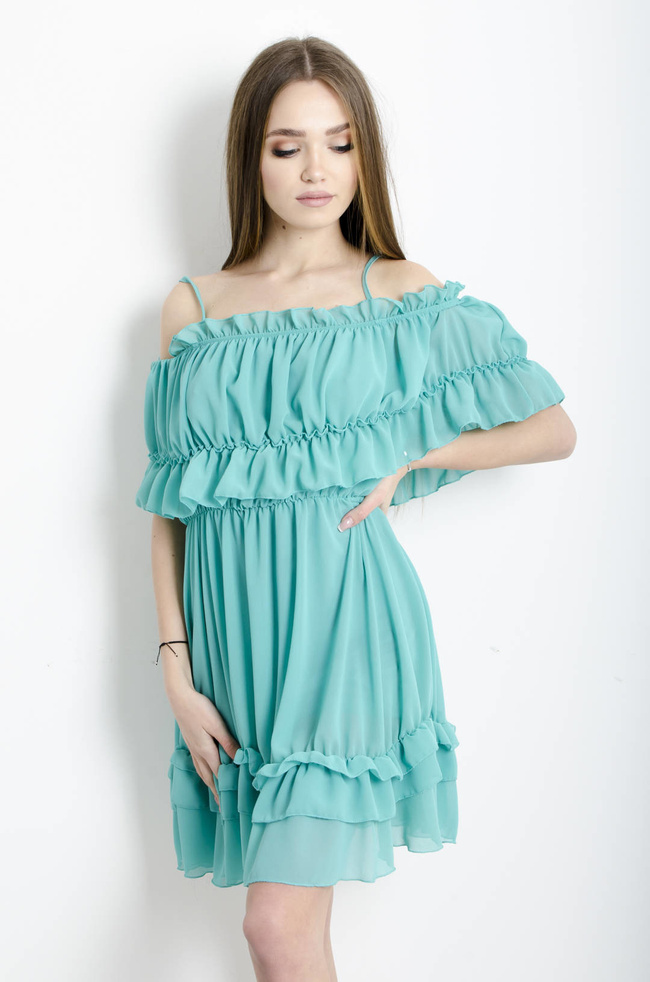 SUKIENKA HISZPANKA Z FALBANAMI - ZIELONA