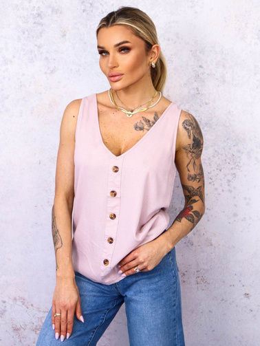 TOP NA RAMIĄCZKACH Z GUZIKAMI- RÓŻOWY