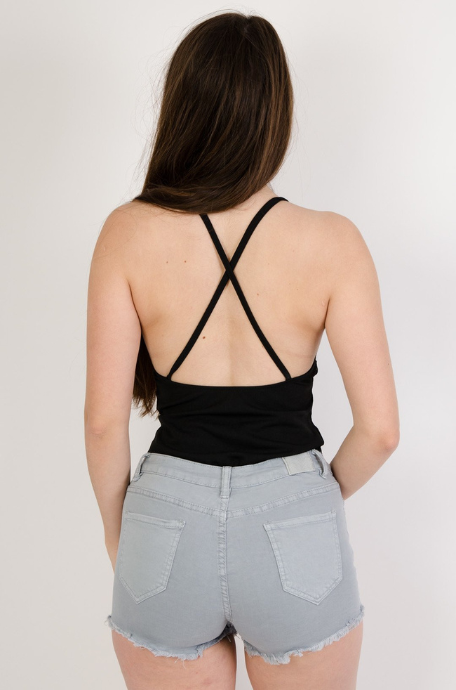 Czarno-beżowe koronkowe body