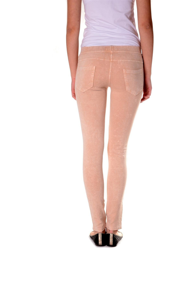 Łososiowe legginsy z przeszyciami