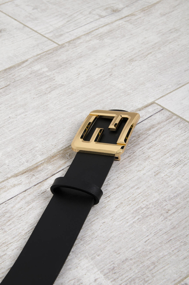 PASEK CZARNY ZE ZŁOTĄ KLAMRĄ