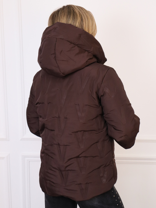 KURTKA ASYMETRYCZNA Z PRZEDŁUŻONYMI ŚCIĄGACZAMI PRZY RĘKAWACH- CZEKOLADOWA