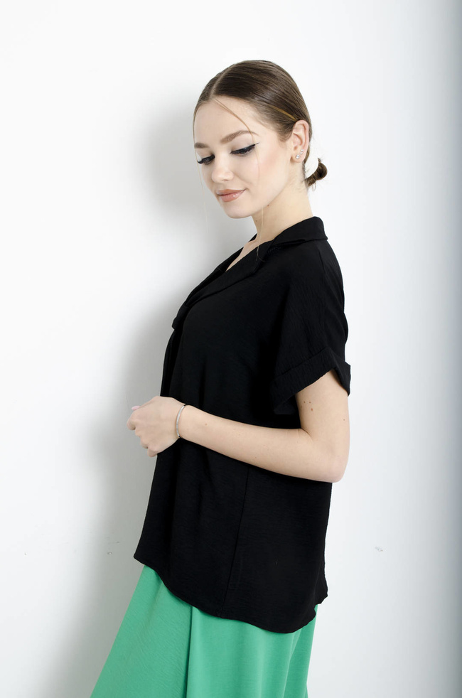 BLUZKA Z WIĄZANIEM CZARNA