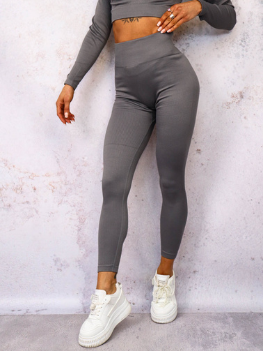 KOMPLET PRĄŻKOWANY MODELUJĄCY LEGGINSY+ TOP- SZARY