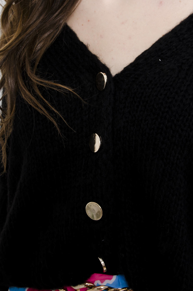 SWETER KARDIGAN ZAPINANY NA GUZIKI- CZARNY