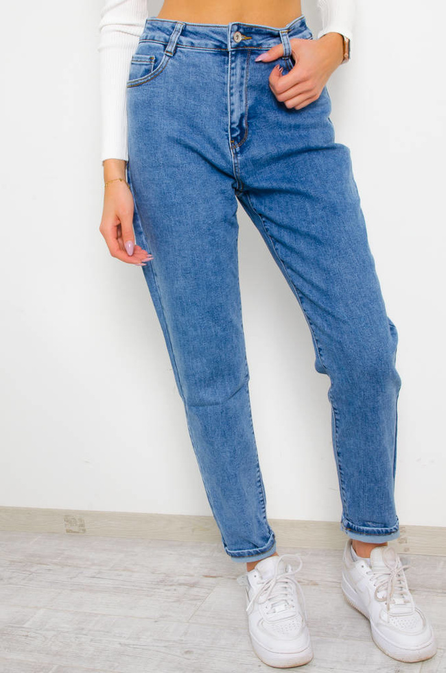 SPODNIE JEANSOWE MOM STRETCH- WYSOKI STAN