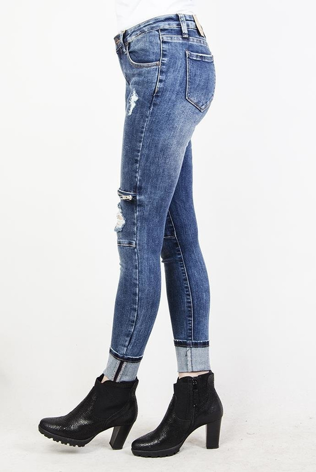 Spodnie jeansowe z zamkami na kolanach