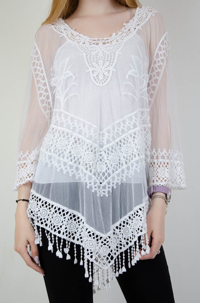Biała ażurowa bluzka  z topem