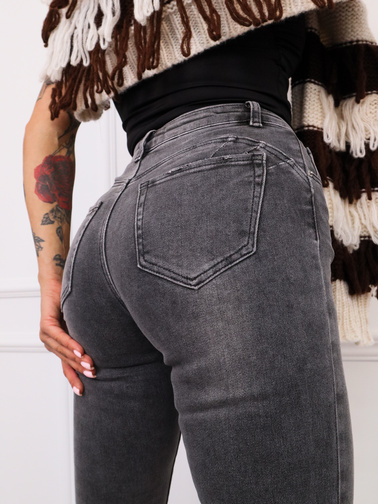 SPODNIE JEANSOWE SKINNY PUSH UP- SZARE