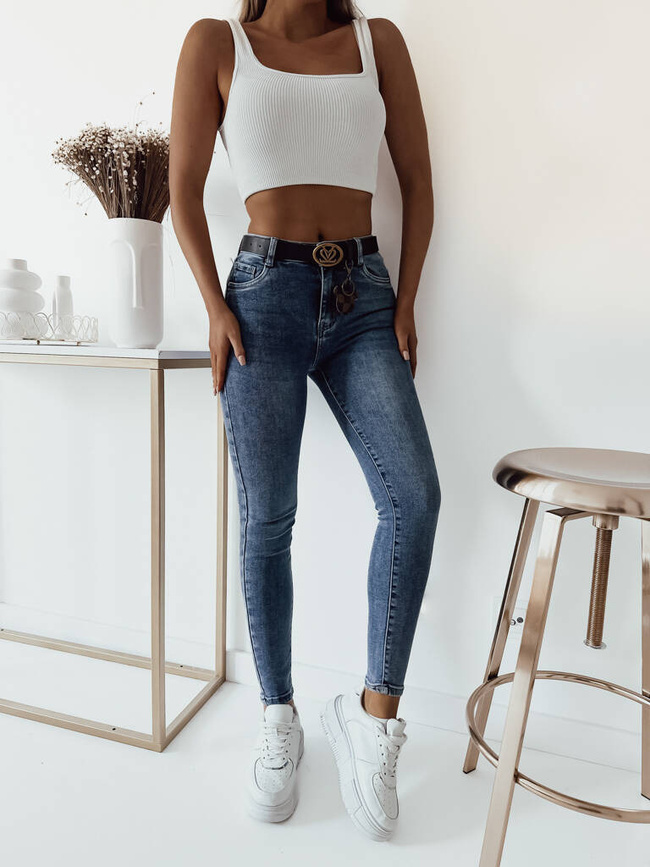 SPODNIE JEANSOWE PUSH UP+ PASEK